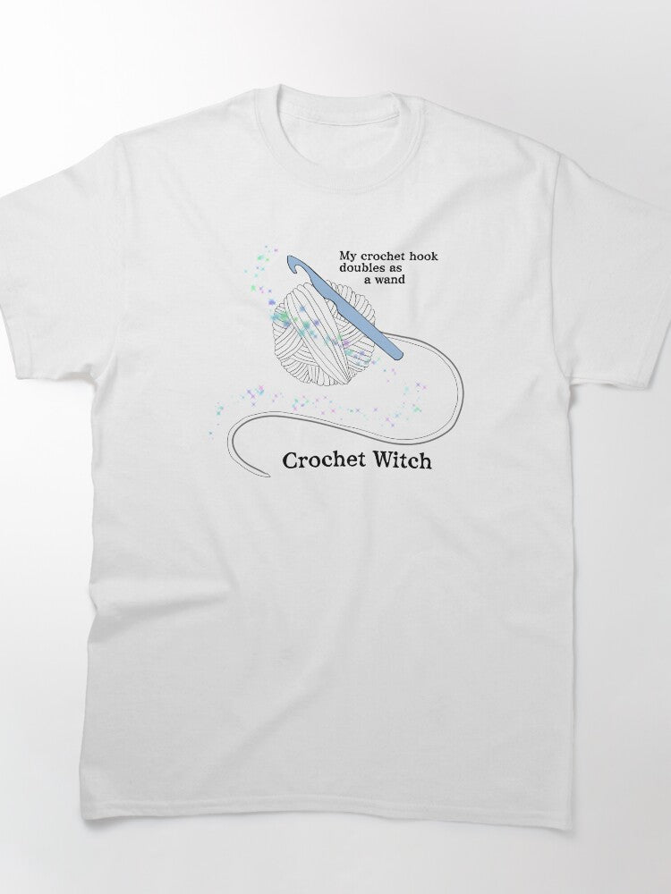 Vintage Crochet Witch T-Shirt Oversized Magical Crafting Design