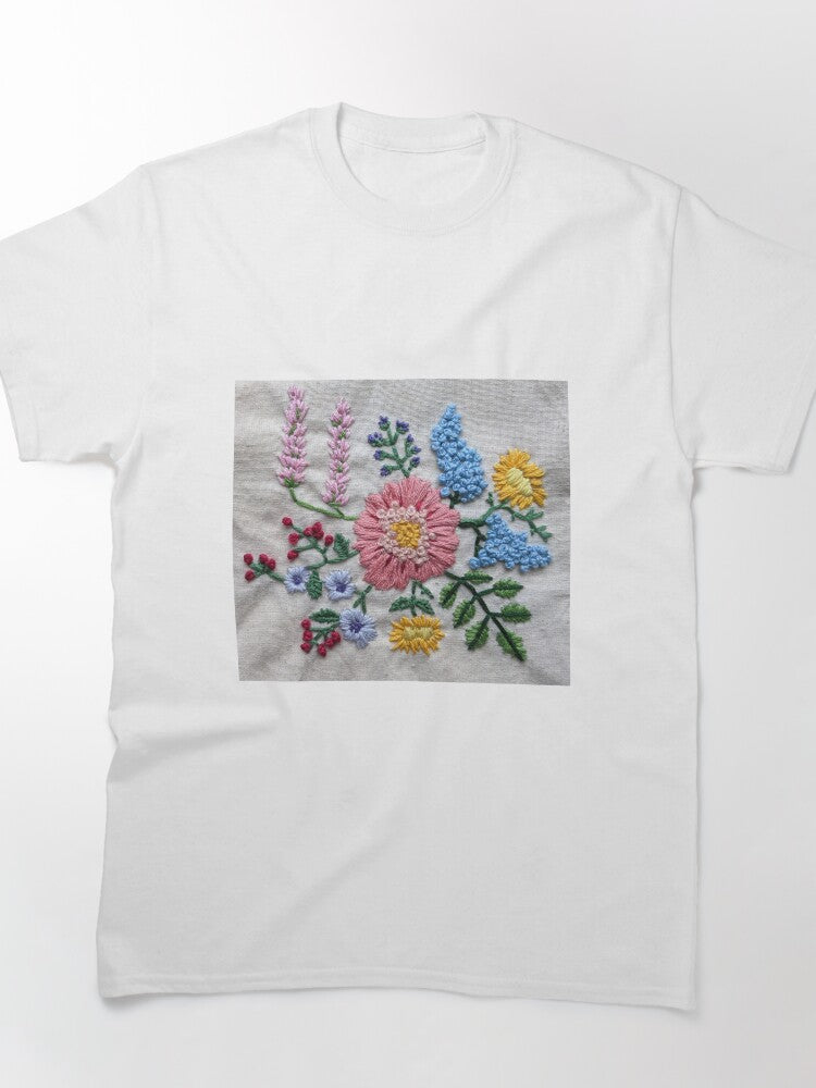 Handcrafted Embroidered Flowers Elegant Oversized Cotton Shirt