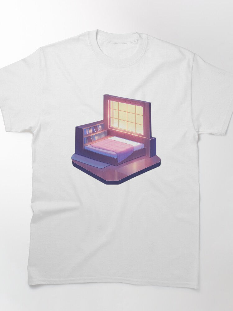 Minimal Bed Bookshelf Tee Aesthetic Transparent Graphic Shirt