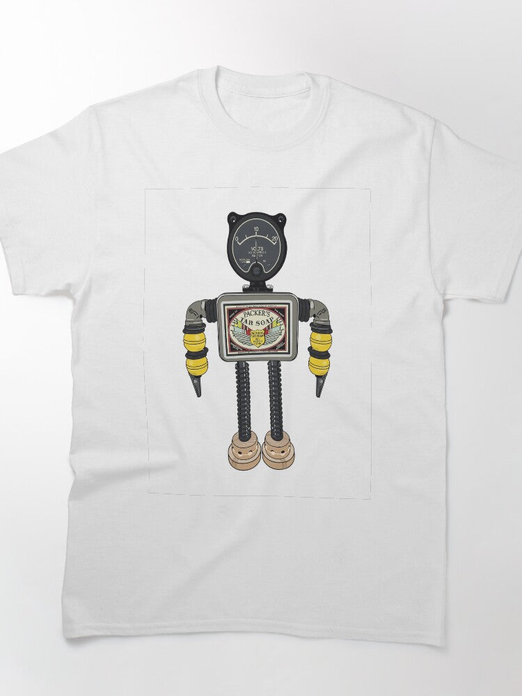 Packer Upcycled Robot Illustration Oversized T-Shirt Quirky Art