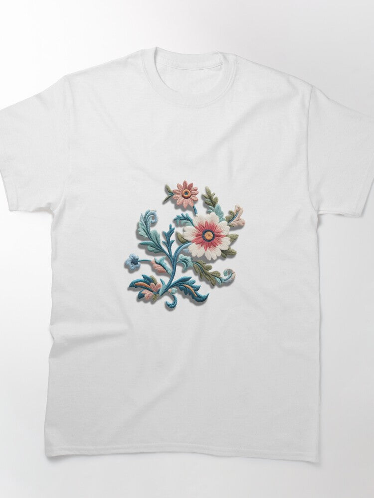 Exquisite Floral Embroidery Design Premium Oversized T-Shirt