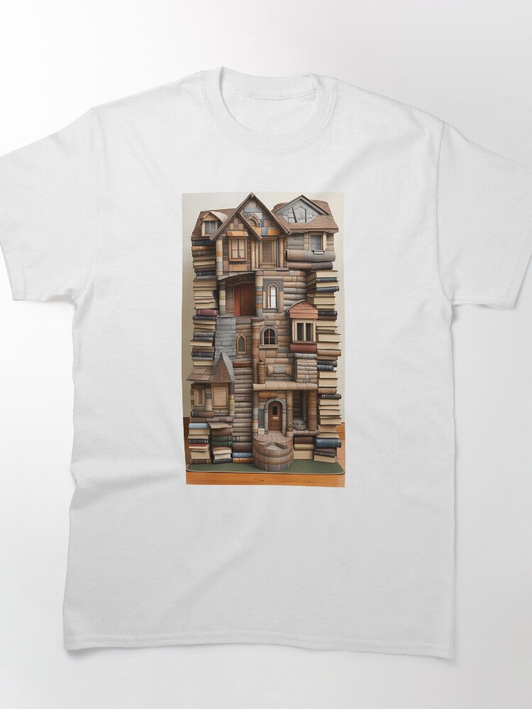 Book House Graphic Tee Unique Bibliophile Oversized Streetwear