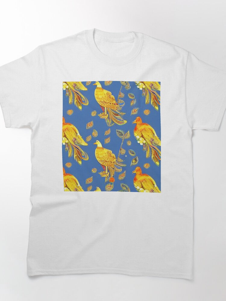 Everybirdy Golden Birds Tee - Oversized Nature Pattern Shirt