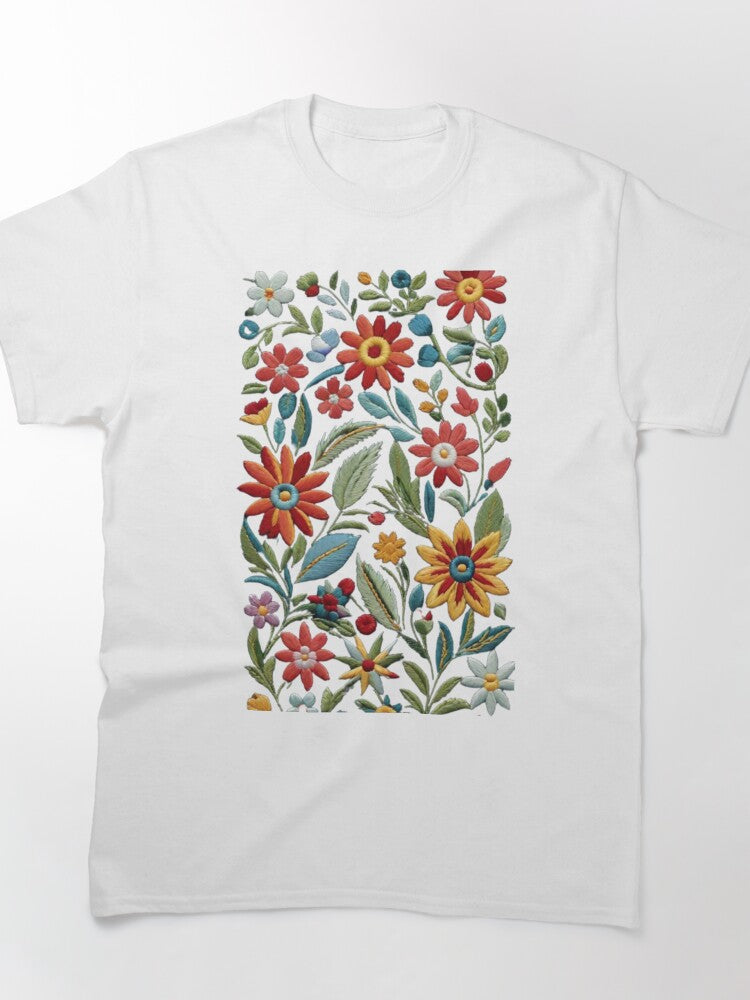 Vintage Floral Embroidery Pattern Stylish Oversized Comfort Tee