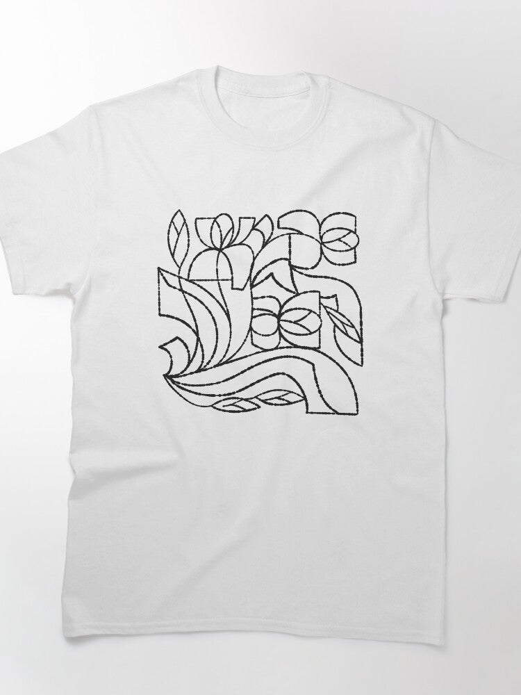 Linear Iris Botanical Sketch Aesthetic Oversized T-Shirt