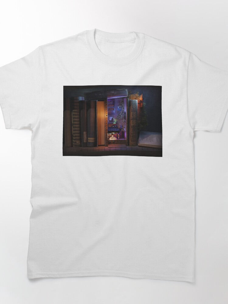 Bookish Diorama Oversized T-Shirt Reading In Bed Graphic Top