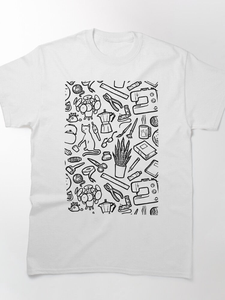 Sewing and Crafting Tools Pattern Hobbyist Oversized T-Shirt