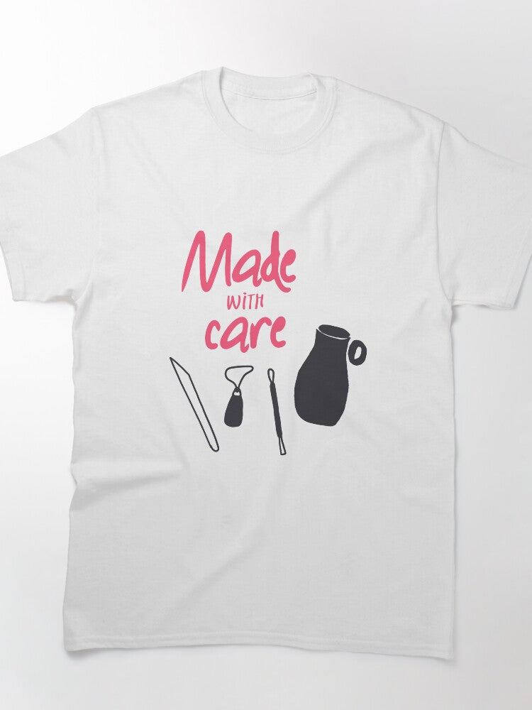 Handcrafted Pottery Made With Care Quote Oversized T-Shirt