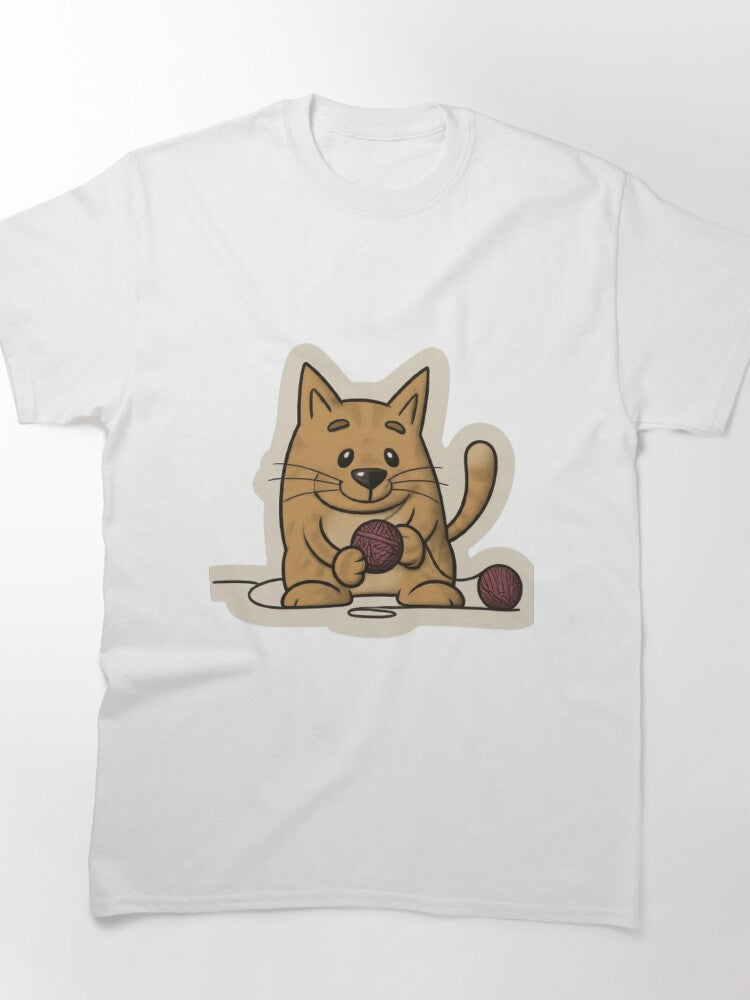 Knitty Kitty Graphic Oversized T-Shirt Cute Cat Knitting Design
