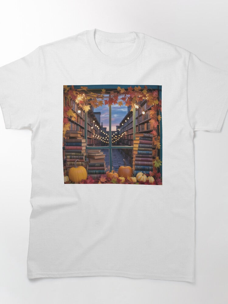 Magical Bookshop Window Tee Whimsical Fantasy Oversized Shirt