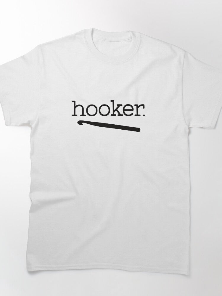 Funny Hooker Crochet Pun Oversized T-Shirt Trendy Yarn Lovers Tee