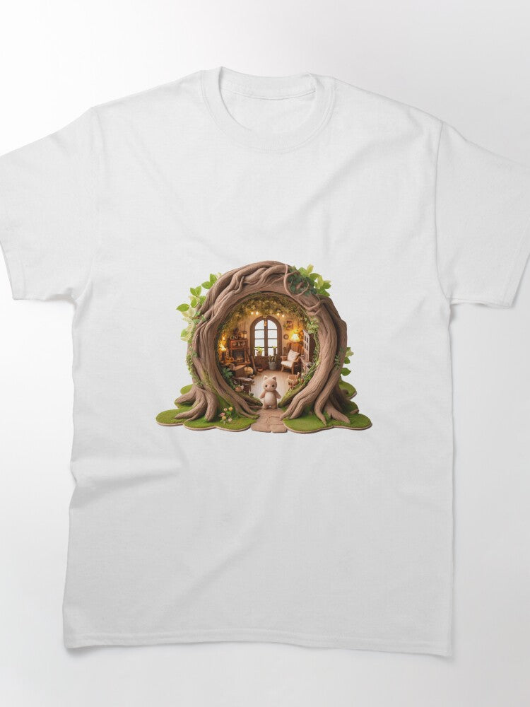 Stuffed Cat Portal Tee Enchanted Woodland Oversized Graphic Top