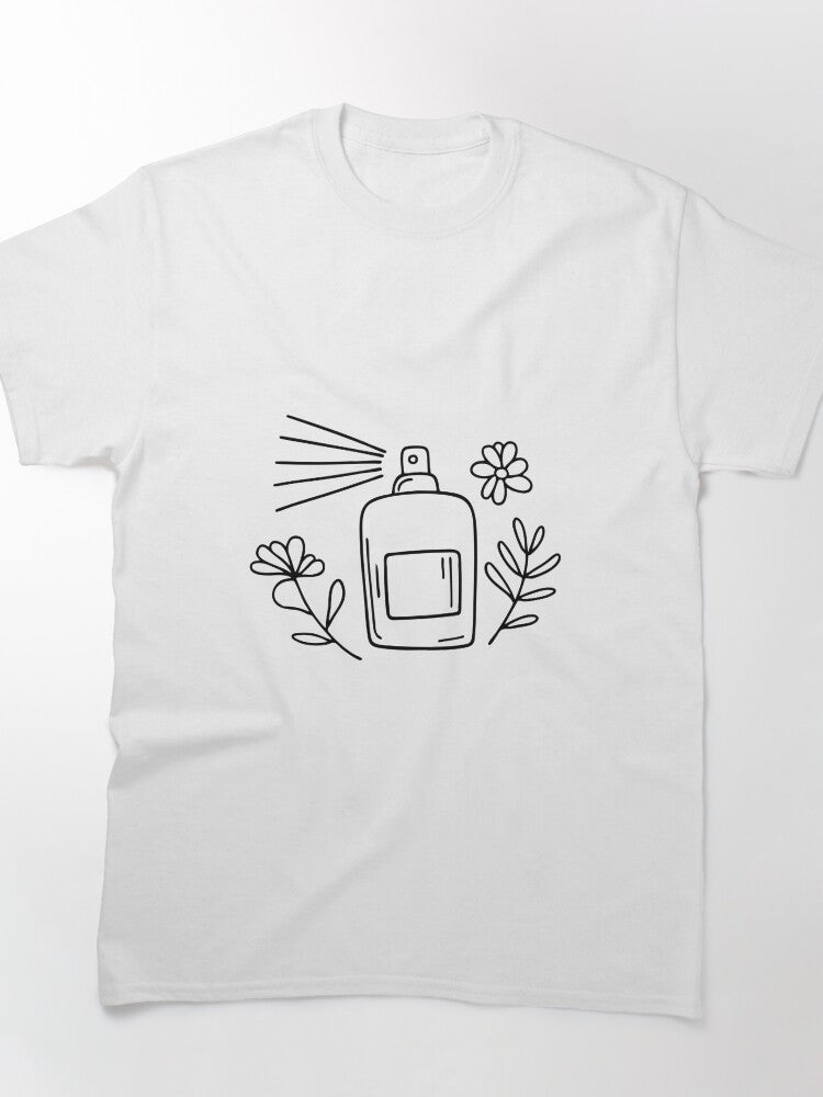 Floral Perfume Spraying Shirt - Botanical Fragrance Graphic Tee