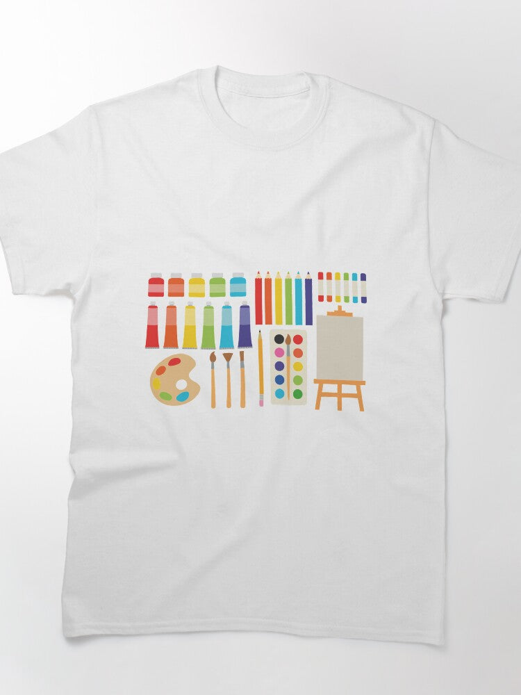 Creative Art Supplies Collage Graphic Tee Oversized T-Shirt