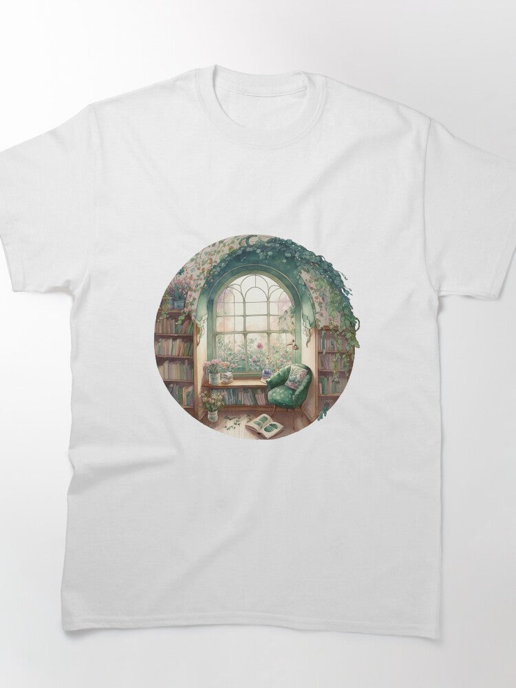 Soft Watercolor Reading Tee Cozy Nook Art Oversized Graphic Shirt