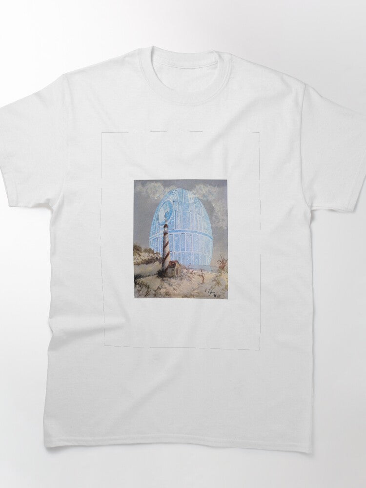 Death Star Lighthouse Moonrise Art Oversized T-Shirt Sci-Fi Tee