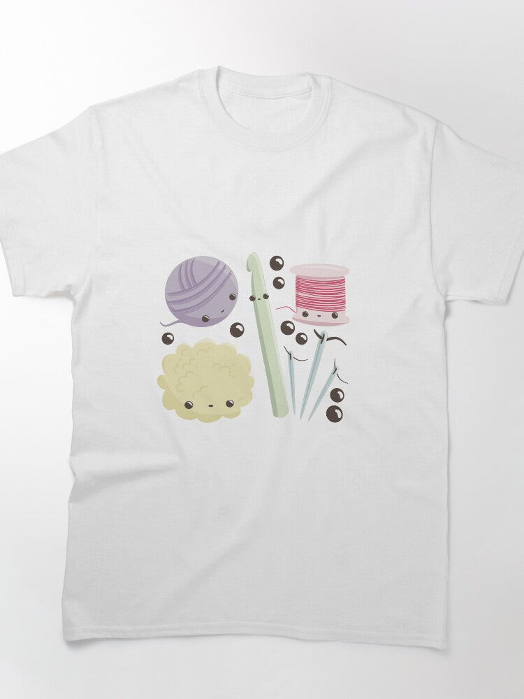 Kawaii Pastel Crochet Supplies Tee Cute Crafty Oversized Shirt