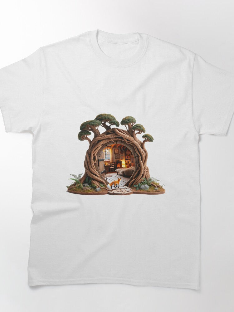 Fox Portal Graphic Tee Enchanted Woodland Oversized Art Shirt