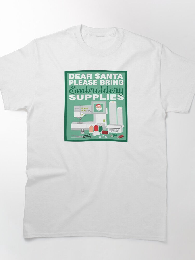 Santa Embroidery Gift | Christmas Supplies Oversized Shirt
