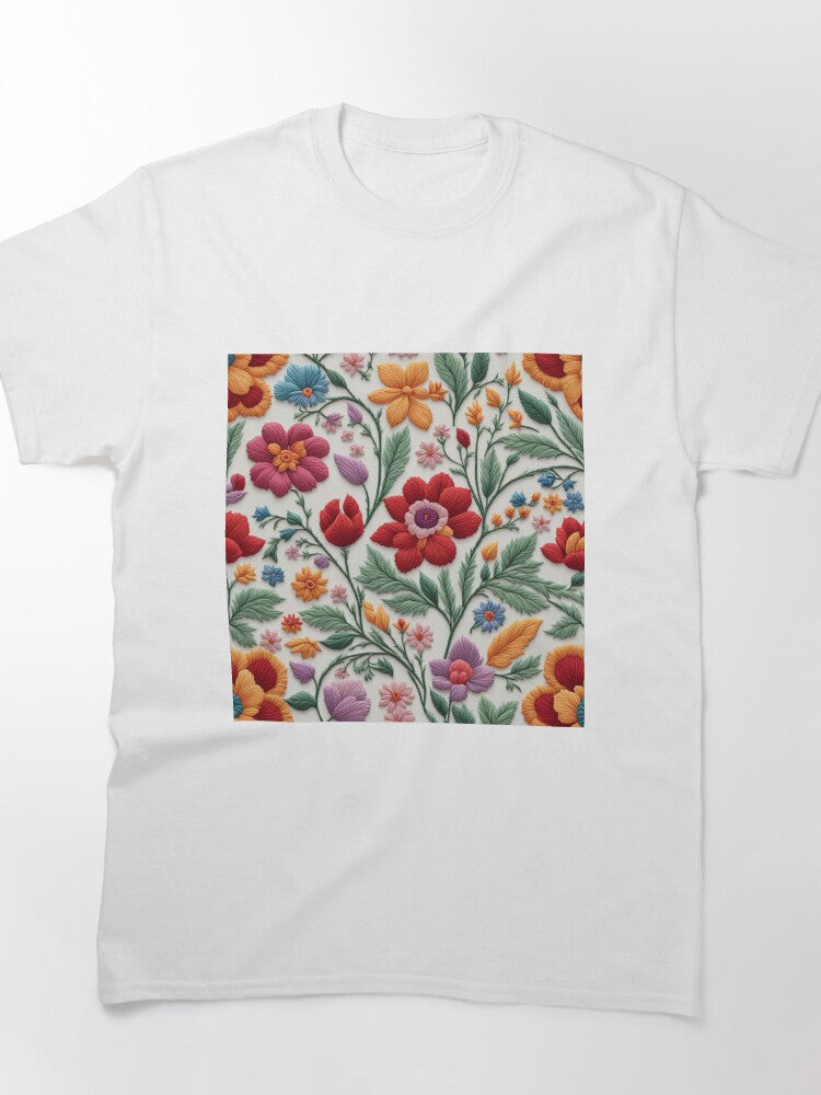 Seamless Floral Embroidery Pattern Edition 6 Oversized Tee