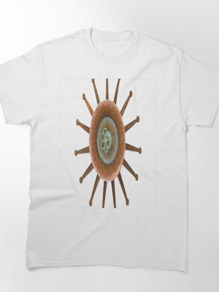Copper Sun Celestial Oversized T-Shirt Warm Metallic Tone Art