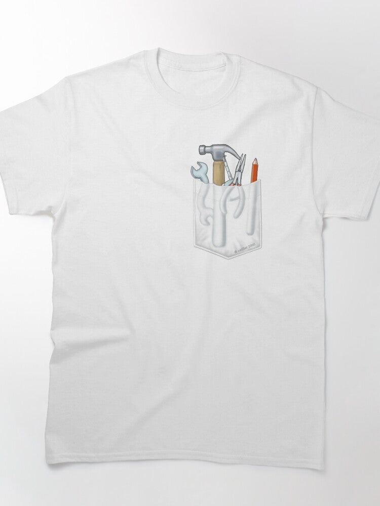 Vintage Pocket Tools Handyman Repair Graphic Oversized T-Shirt