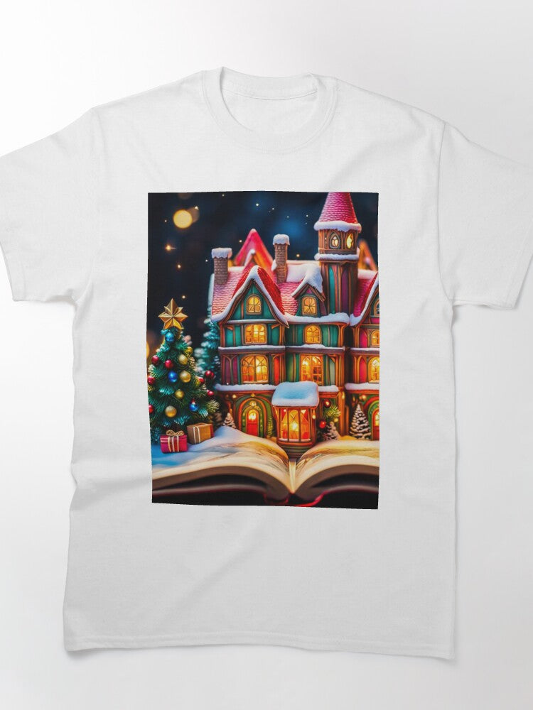 Christmas Tree Book Shirt Joyful Winter Miniature Oversized Tee