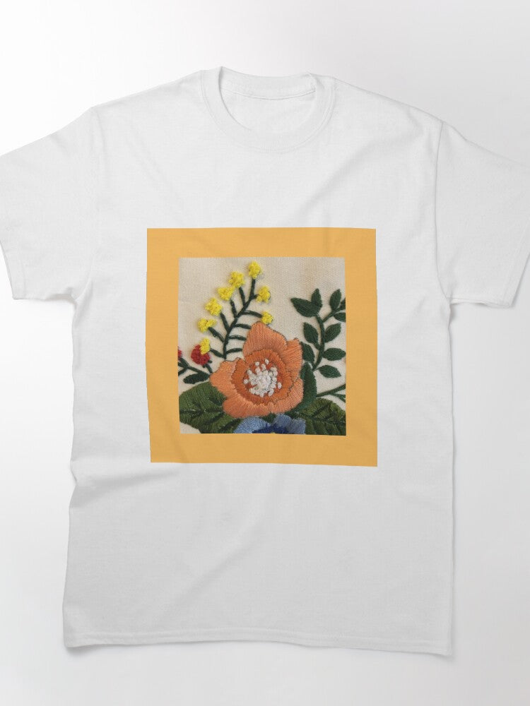 Vibrant Red and Yellow Garden Flowers Oversized Tee