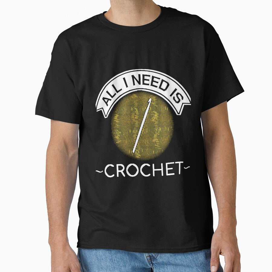 Crochet & Yarn Needle Tee - Oversized Crafting Lover Shirt Black