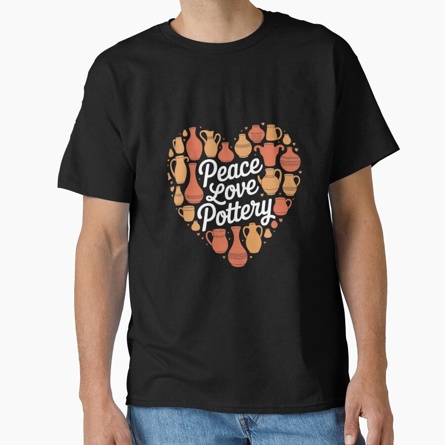 Peace Love Pottery Ceramicist Craft Artist Oversized T-Shirt Black