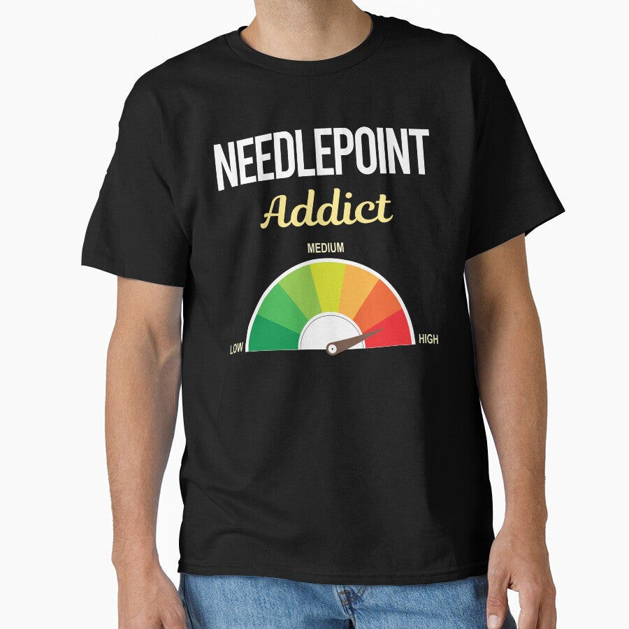 Needlepoint Canvas Shirt | Addict Stitching Art Oversized Tee Black
