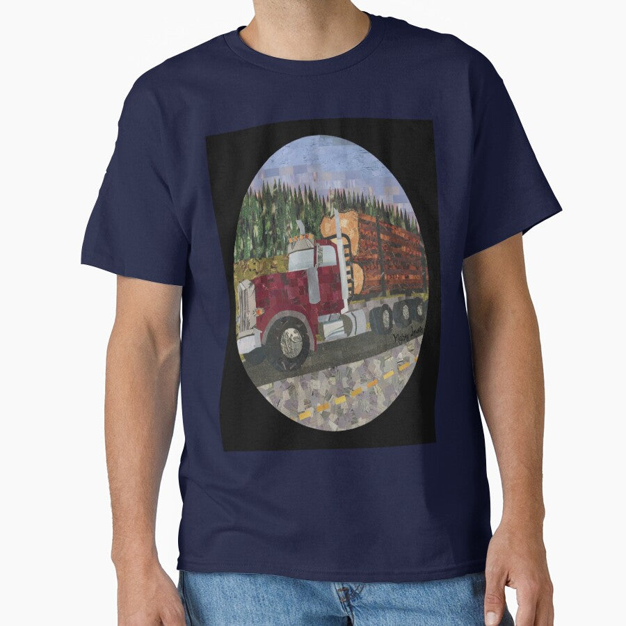 PNW Logger Life Heritage Oversized T-Shirt Pacific Northwest Tee Navy