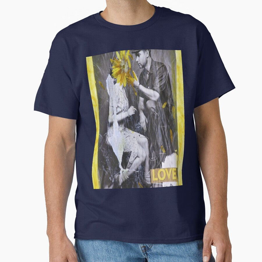 Love is Blind Artistic Oversized T-Shirt Meaningful Graphic Print Navy