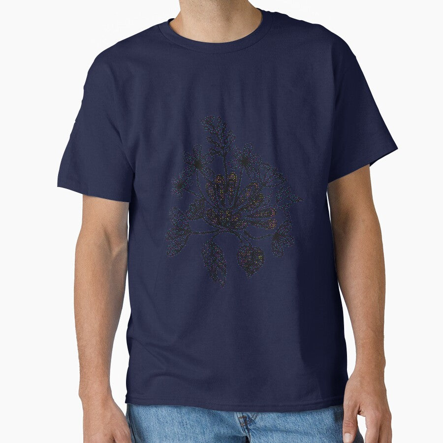Stitched Thread Pattern Minimalist Art Oversized Tee Navy