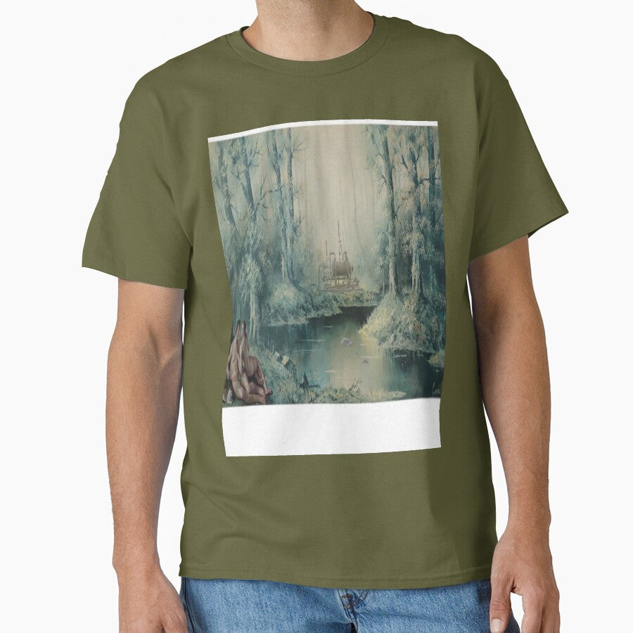 Fracked Cat Mystery Art Oversized T-Shirt Funny Feline Graphic Fatigue Green