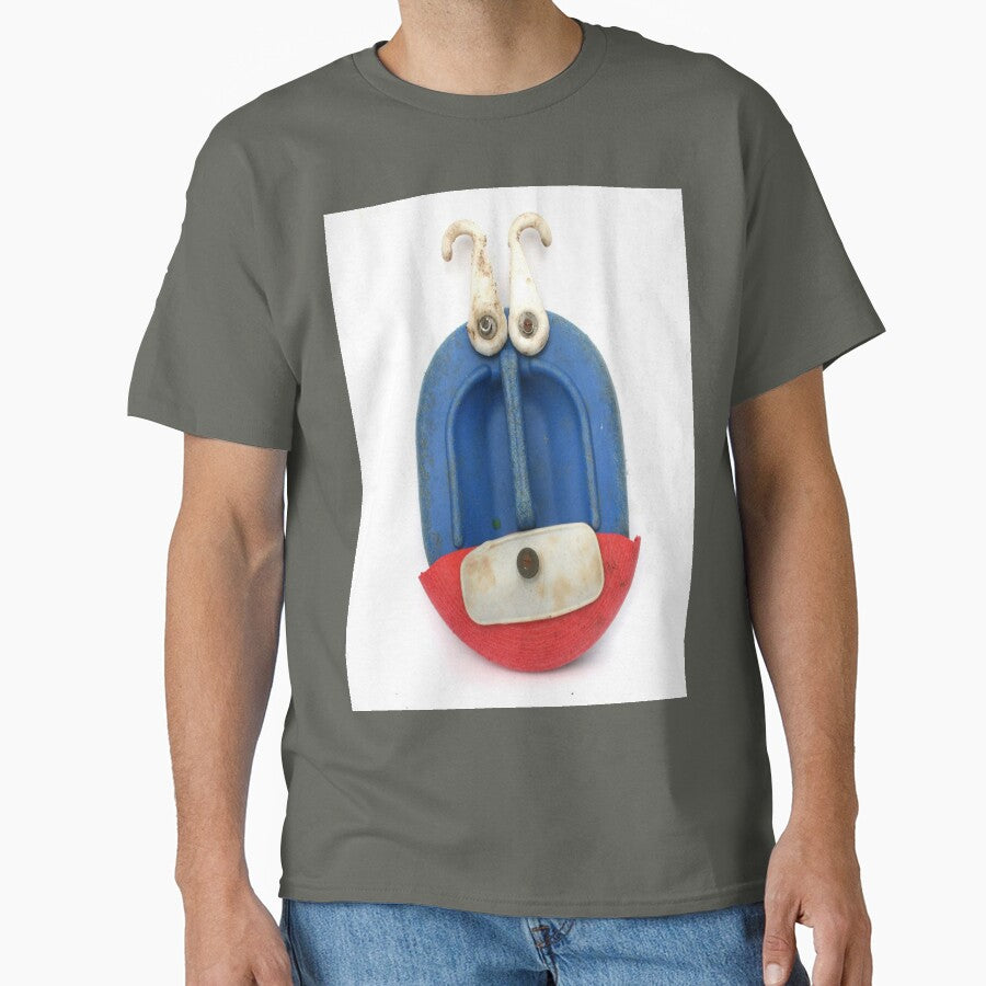 Surprised! Expression Graphic Oversized T-Shirt Bold Character Art Smoke Grey