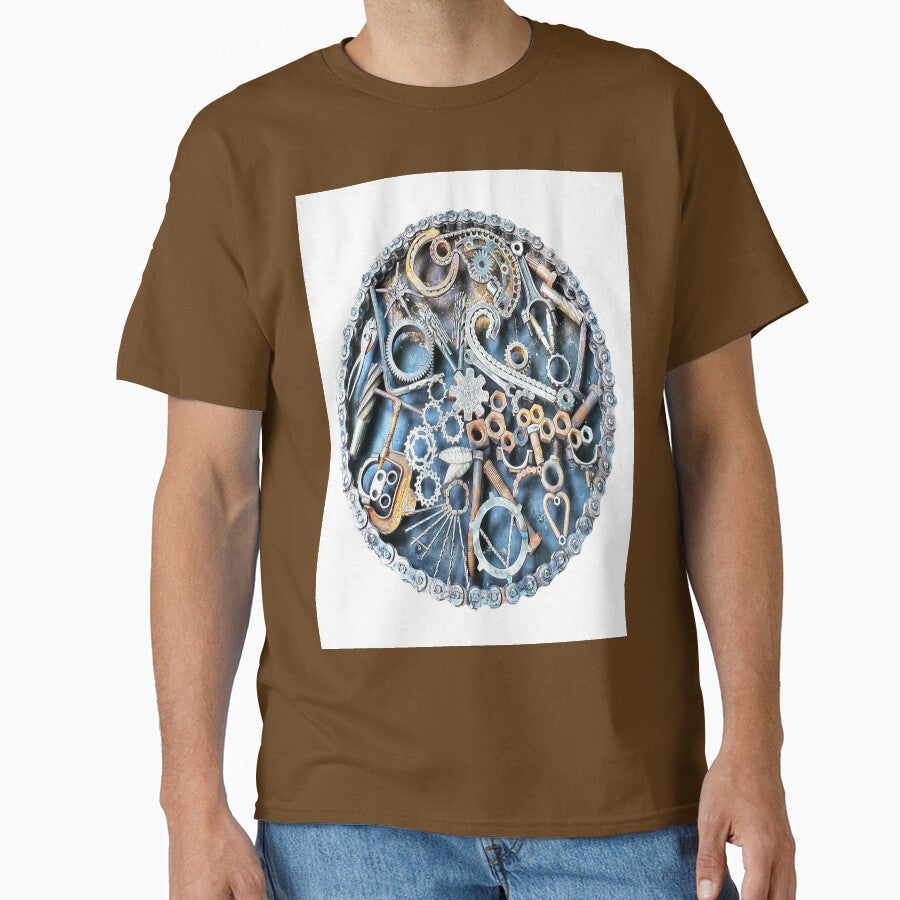 Love Table Top Graphic Oversized T-Shirt Romantic Artistic Print Army Brown
