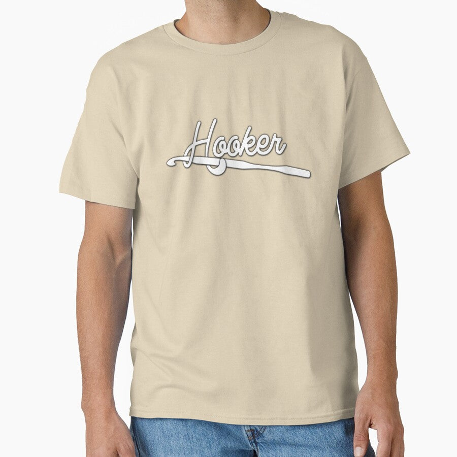 Funny Hooker Crochet Pun Shirt Oversized Bold Text Crafting Tee Sand