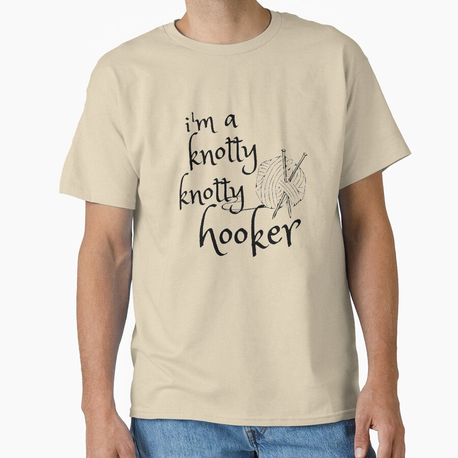 Yarn Knitting Patterns Tee - Oversized Crochet Enthusiast Shirt Sand