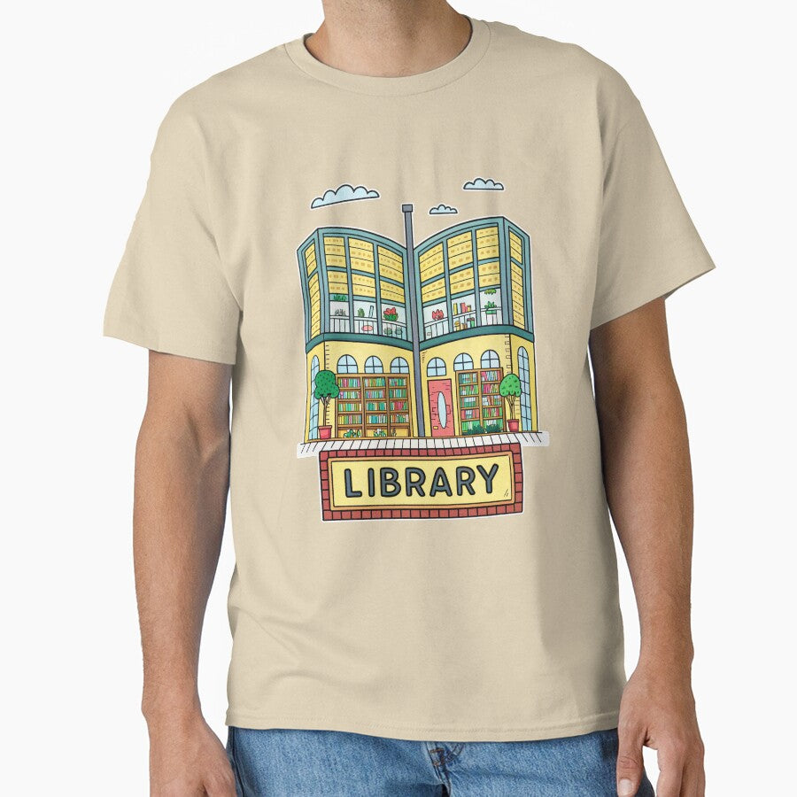 Library Aesthetic Shirt Minimalist Bookworm Oversized Graphic Tee Sand