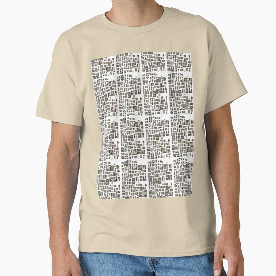 Cityscape Urban Architecture Oversized T-Shirt Modern Skyline Art Sand