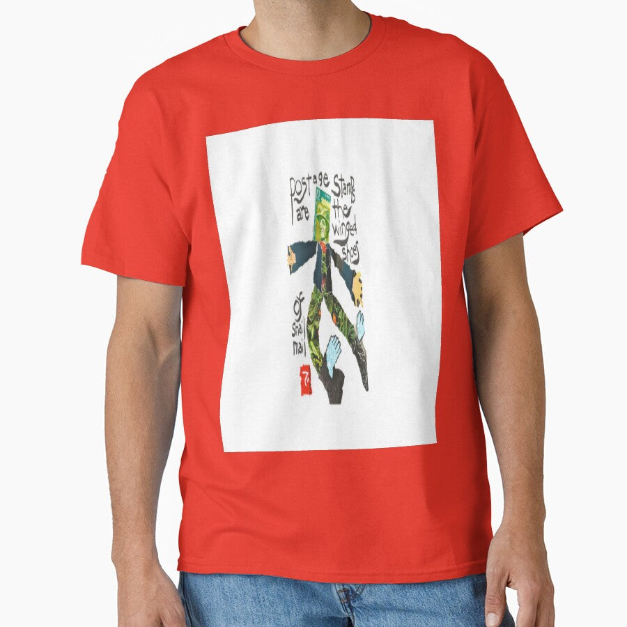 Stamp People Hermes Mythology Oversized T-Shirt Vintage Postal Art Poppy Red