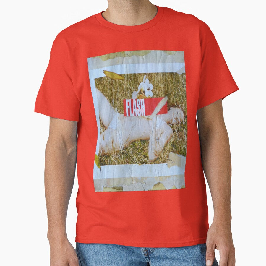FLASH! Superhero Style Oversized T-Shirt Vibrant Retro Comic Art Poppy Red