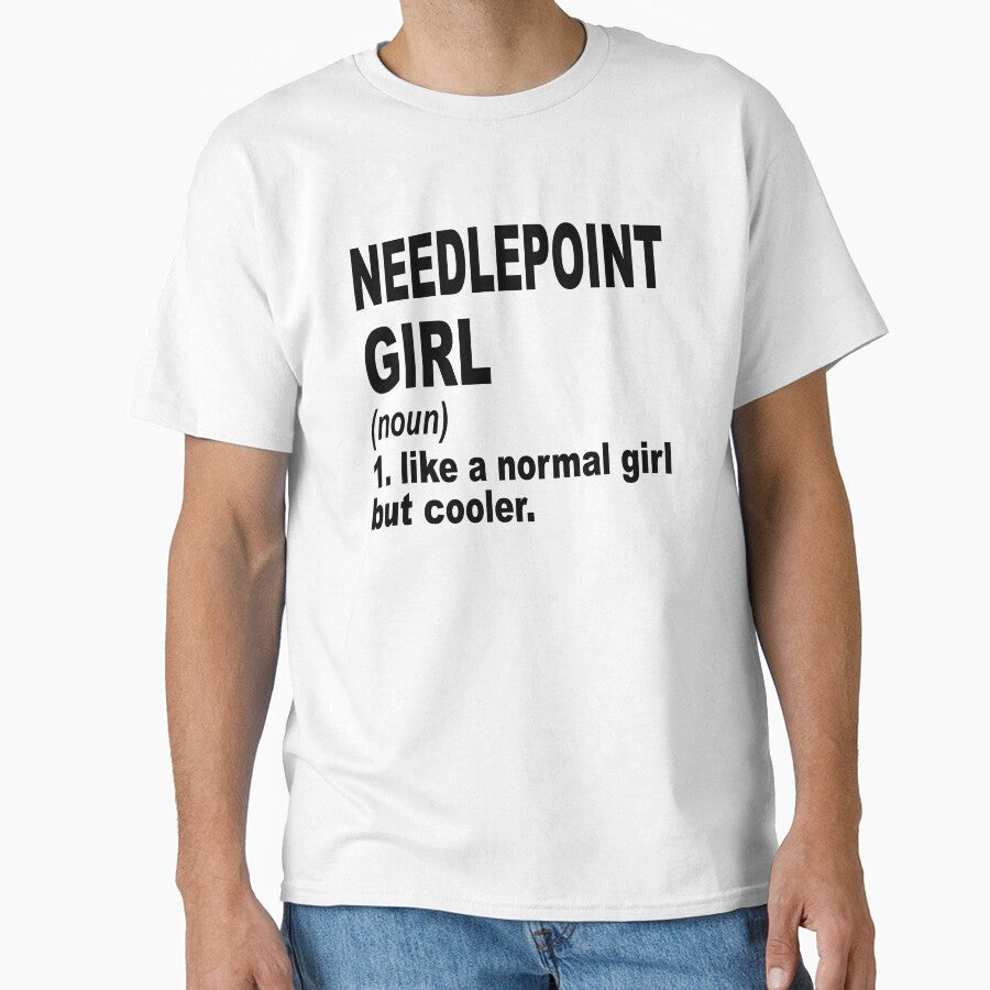 Cooler Needlepoint Girl | Trendy Craft Lover Oversized Top White