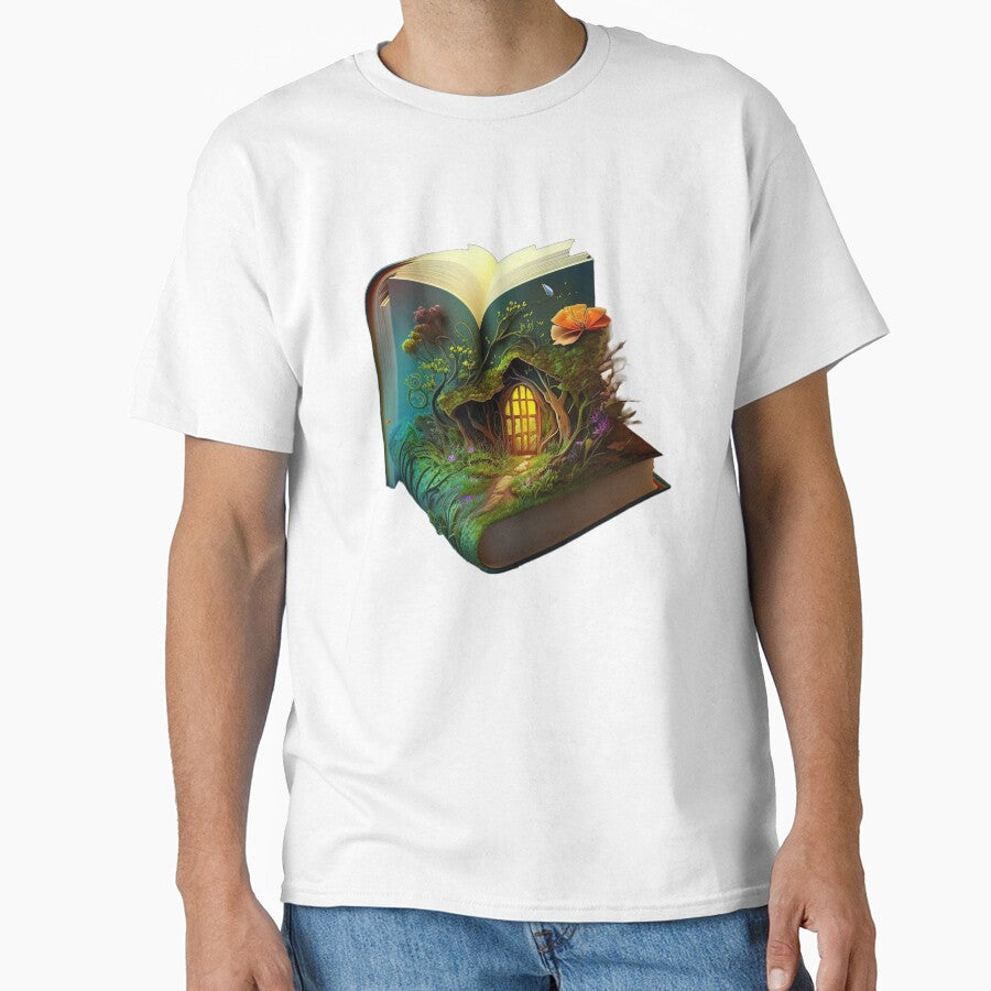 Adventure Book Graphic Tee Fantasy Storytelling Oversized Shirt White