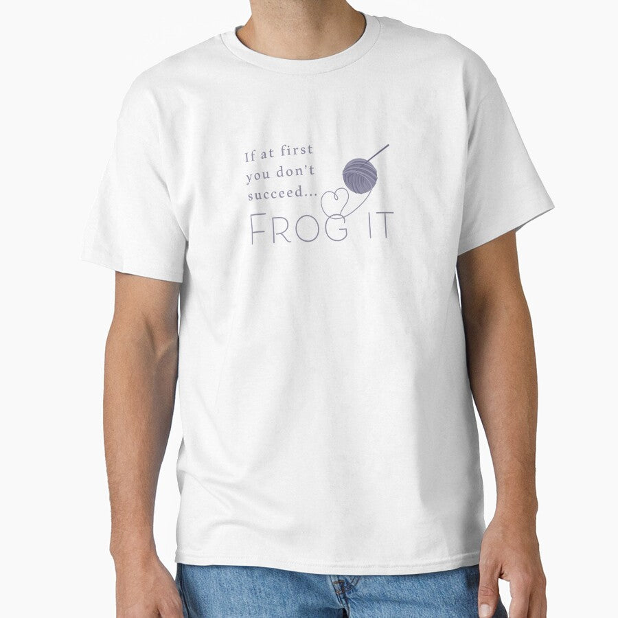 Funny Frog It Crochet Pun Shirt Graphite Tone Oversized Apparel White