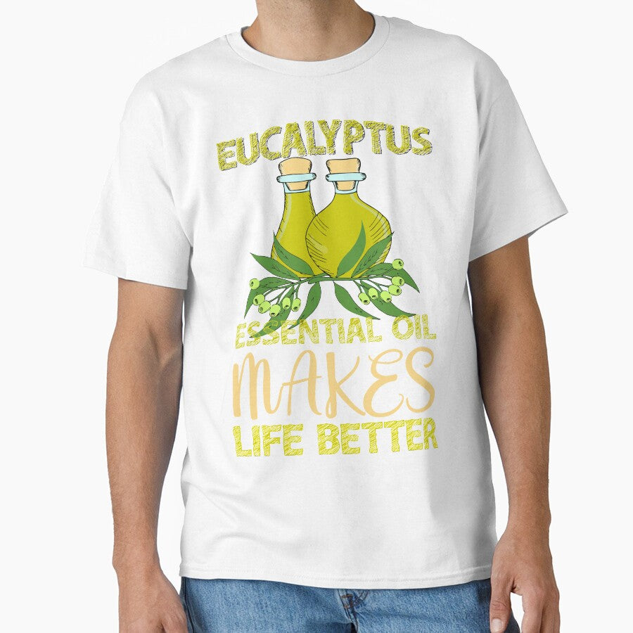 Eucalyptus Essential Oil Shirt - Refreshing Aromatherapy Zen Tee White