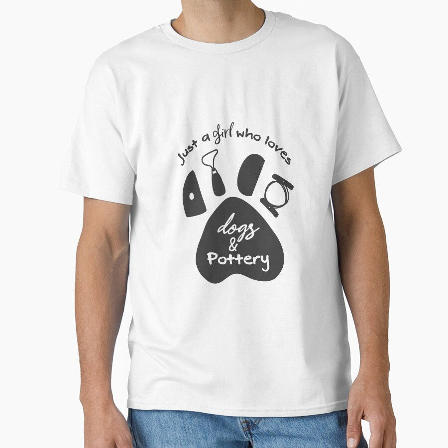 Dogs and Pottery Girl Pet Lover Artist Oversized T-Shirt White