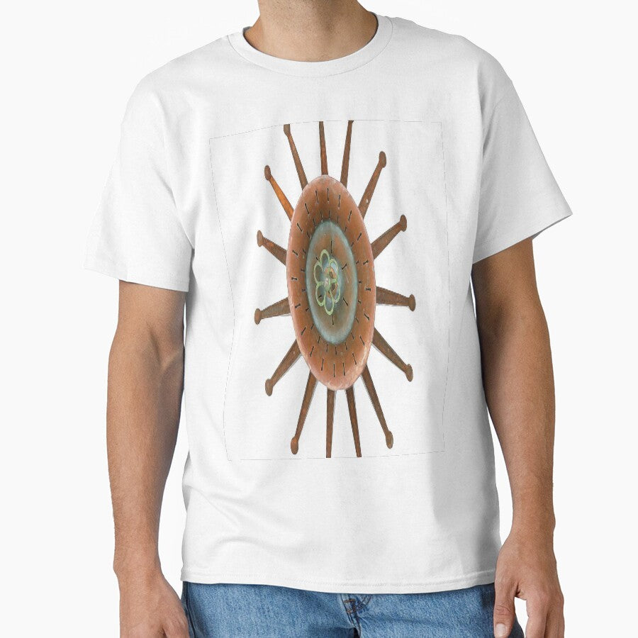 Copper Sun Celestial Oversized T-Shirt Warm Metallic Tone Art White