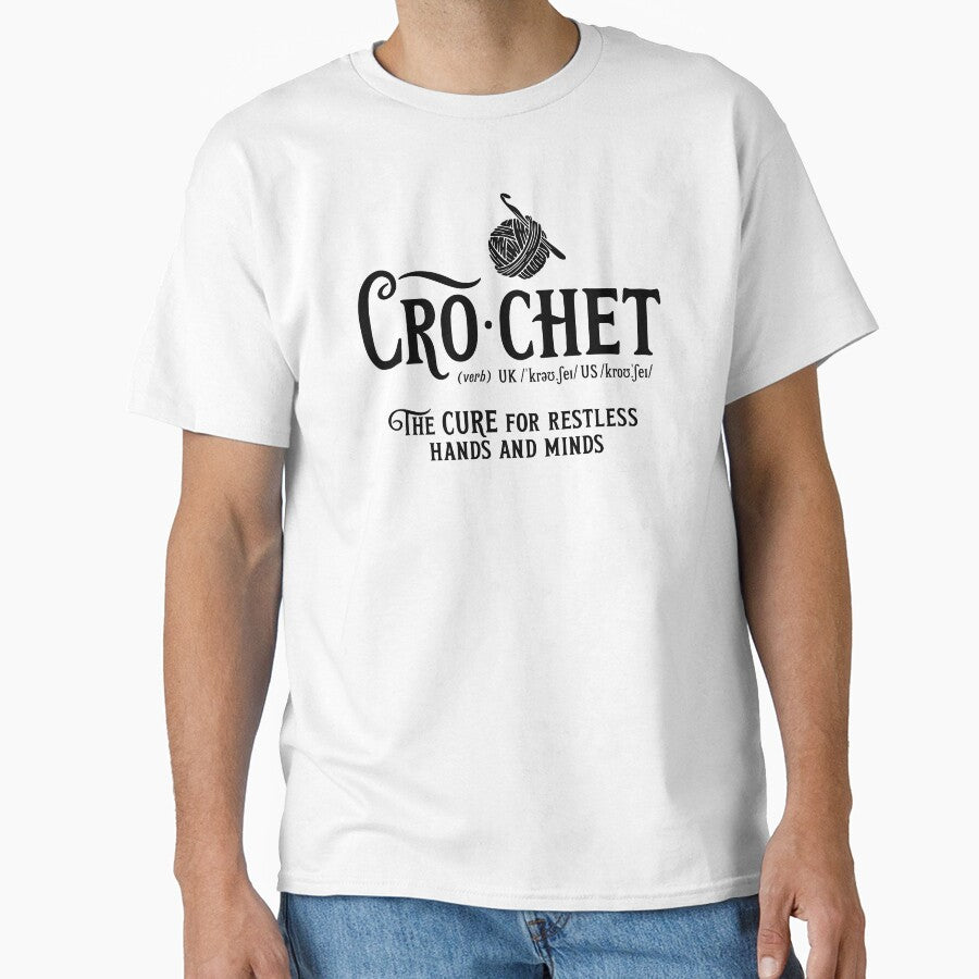 Minimalist Cro-chet Punctuation Oversized T-Shirt Stylish Craft Top White